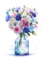 Flower bouquet jar AI generated png