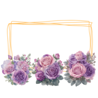 Flower frame with violet rosese bouquet AI generated png