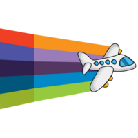 airplan with rainbow tail.  cartoon png