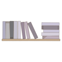 Bücher Reihe auf hängend Regal png
