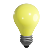 3d tolkning av ljus Glödlampa päron formad. symbol av idéer, inspiration, kreativitet. krans element. realistisk png illustration isolerat på transparent bakgrund