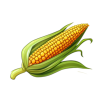 Fresh sweet yellow corn with green leaves ai generative png