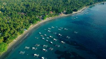 Coastline And Boats View Drone Shot photo