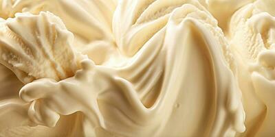 Generative AI, vanilla ice cream surface, close up texture of white ice cream like background. photo