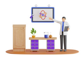 3d illustration of scientific research and technology. scientist conducting experiments in science laboratory. 3d illustration png