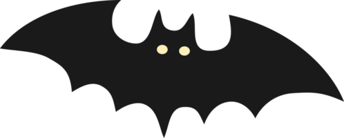 a black bat with yellow eyes on a transparent background png