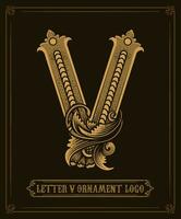 Clásico ornamento logo letra v - vector logo