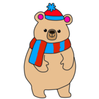 Cute bear wearing a scarf and hat png