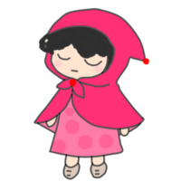 ilustración niña vistiendo rosado capucha png