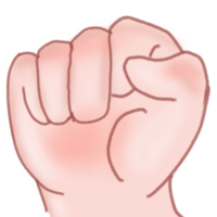 Cartoon chibi kawaii hand raising a fist png