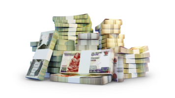 Stacks of Egyptian pound notes. A lot of money isolated on transparent background. 3d rendering of bundles of cash png