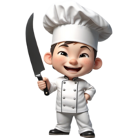 chef est en portant une couteau avec exalté expression. ai génératif png