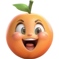 Orange peach with delighted face. AI Generative png