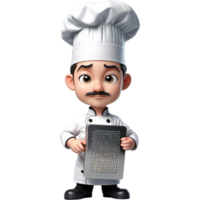 chef est en portant une râpe avec confus expression. ai génératif png