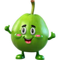 Green guava with smiley face. AI Generative png