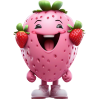 Pink strawberry with joyful grin. AI Generative png