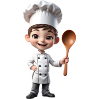 chef est en portant une louche avec content expression. ai génératif png