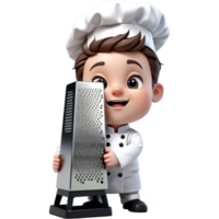 chef est en portant une râpe avec confus expression. ai génératif png