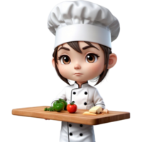 Chef is holding a cutting board with Bored expression. AI Generative png