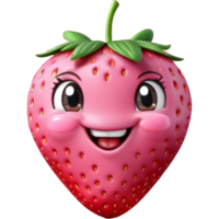 Pink strawberry with joyful grin. AI Generative png