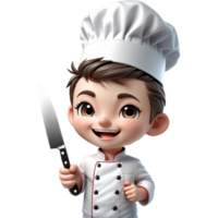 Chef is holding a knife with Elated expression. AI Generative png