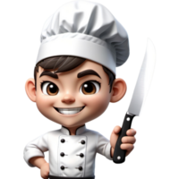 chef est en portant une couteau avec exalté expression. ai génératif png