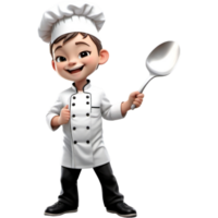 chef est en portant une louche avec content expression. ai génératif png