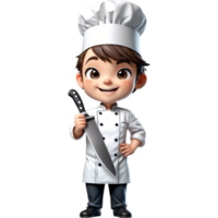 Chef is holding a knife with Elated expression. AI Generative png