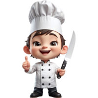 chef est en portant une couteau avec exalté expression. ai génératif png