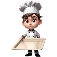 Chef is holding a baking sheet with Disgusted expression. AI Generative png