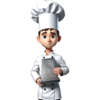 chef est en portant une râpe avec confus expression. ai génératif png