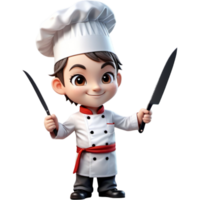 Chef is holding a knife with Elated expression. AI Generative png