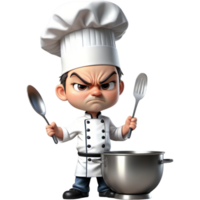 Chef is holding a mixing bowl with Angry expression. AI Generative png