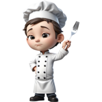 Chef is holding a fork with contemplative expression. AI Generative png