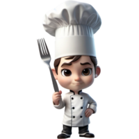 Chef is holding a fork with contemplative expression. AI Generative png