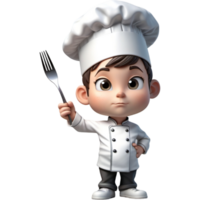 Chef is holding a fork with contemplative expression. AI Generative png