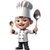 Chef is holding a ladle with Happy expression. AI Generative png