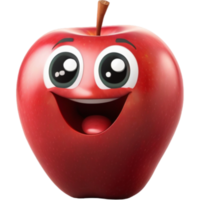 Red apple with happy expression.AI Generative png