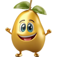 Golden mango with excited smile. AI Generative png