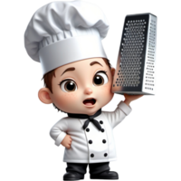 chef est en portant une râpe avec confus expression. ai génératif png