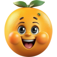 amarelo laranja fruta com alegre expressão. ai generativo png