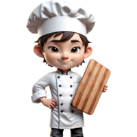 Chef is holding a cutting board with Bored expression. AI Generative png