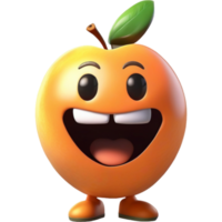 Orange Pfirsich mit Erfreut Gesicht. ai generativ png