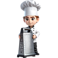 chef est en portant une râpe avec confus expression. ai génératif png