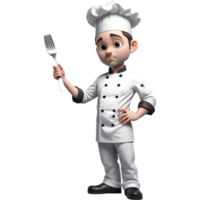 Chef is holding a fork with contemplative expression. AI Generative png