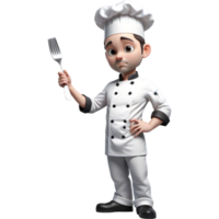 chef est en portant une fourchette avec contemplatif expression. ai génératif png