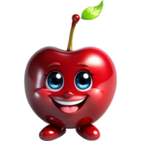 Red cherry with content smile. AI Generative png