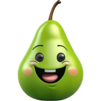 grön päron med leende ansikte. ai generativ png