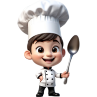 Chef is holding a ladle with Happy expression. AI Generative png