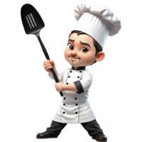 chef en portant spatule avec calme expression. ai génératif png